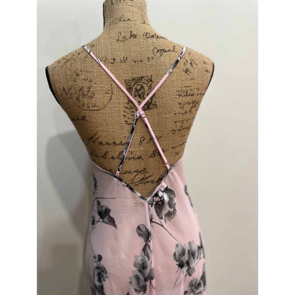 VTG Sheer Floral Cowl neck Chemise Slip Dress M Romantic Fairy Coquette Y2K - Picture 5 of 10